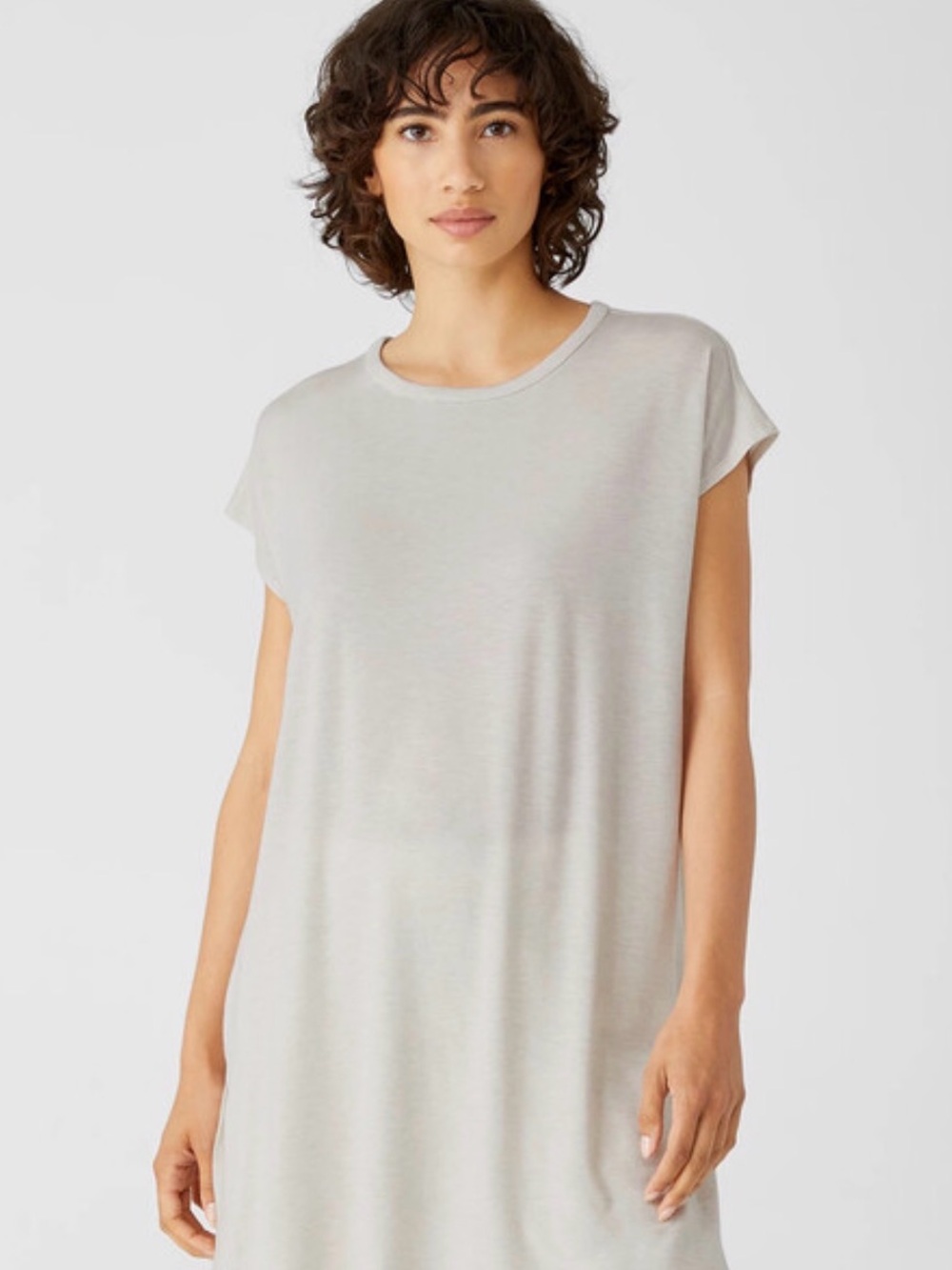 Eileen Fisher Light Gray Cap-Sleeve Tunic